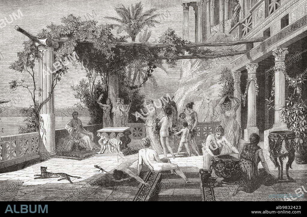 The attempted escape of Marius the Younger at Praeneste after his defeat at the Battle of Sacriporto, 82 BC. Gaius Marius ""the Younger"" aka Gaius Marius minor, c 11082 BC. Roman republican general and politician. From Cassell's Illustrated Universal History, published 1883.