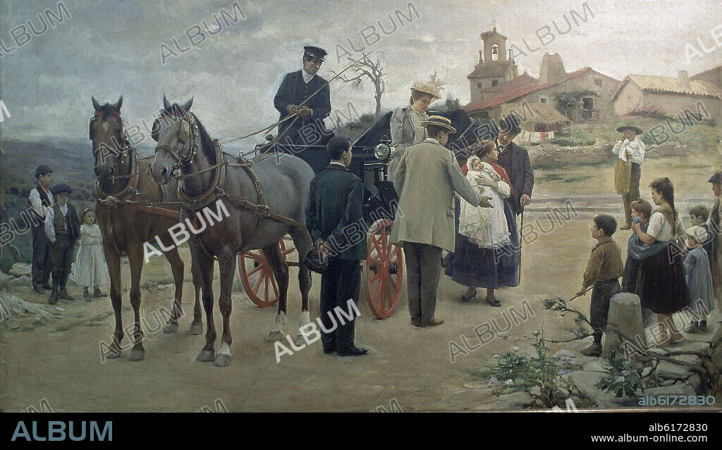 SANTA MARIA MARCELIANO (1866-1952). EL PRECIO DE UNA MADRE (A MEJORAR LA RAZA) O/L 138X223 CM-FINES S XIX.