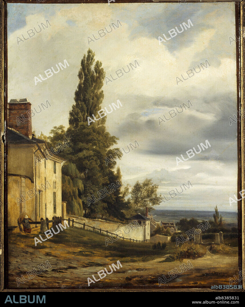 J DESVIGNE. Chateau des Brouillards, rue de l'Abreuvoir and the Fontaine-du-But, in Montmartre, c1840.