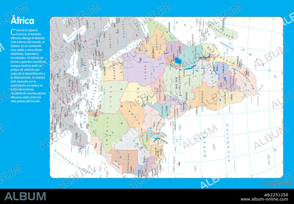 AFRICA. Infografía-mapa del continente africano.