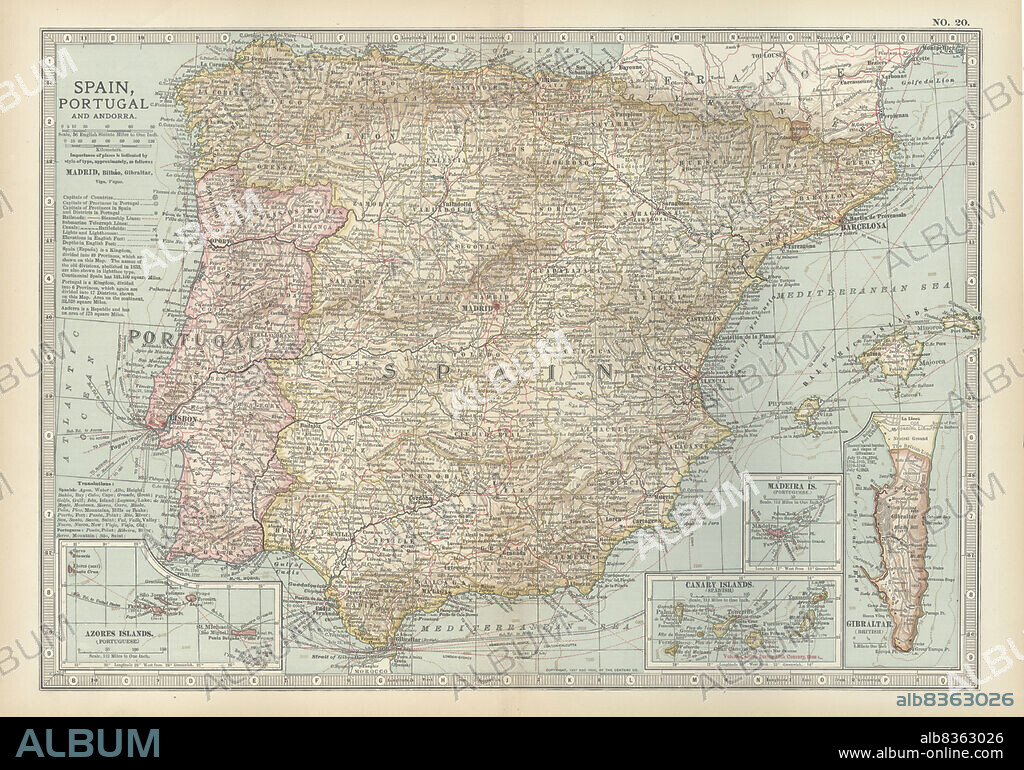 Map of Spain with Portugal and Andorra.
