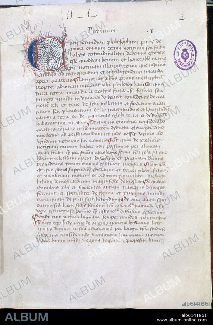LUDOVICUS DE ANGULO-LUIS DE ANGULO-LOUIS DE LA. MANUSCRITO SOBRE COSMOGRAFIA - SIGLO XV.