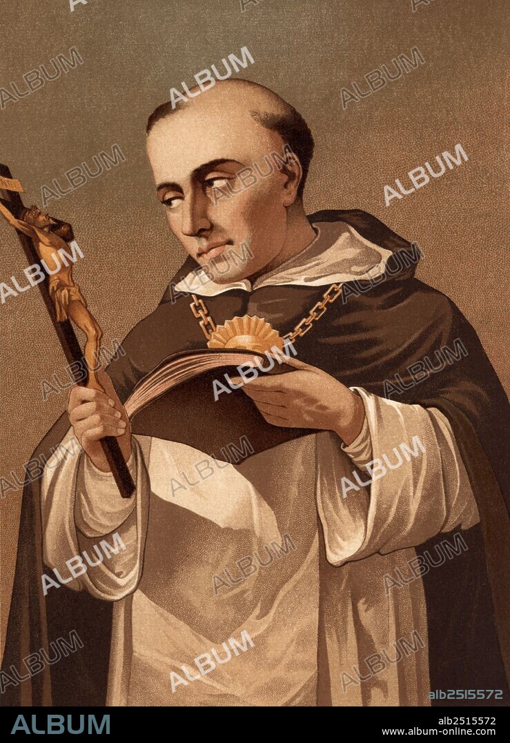 Santo Tomás de Aquino (1224-1274), teólogo y filósofo italiano. Cromolitografía de 1883.