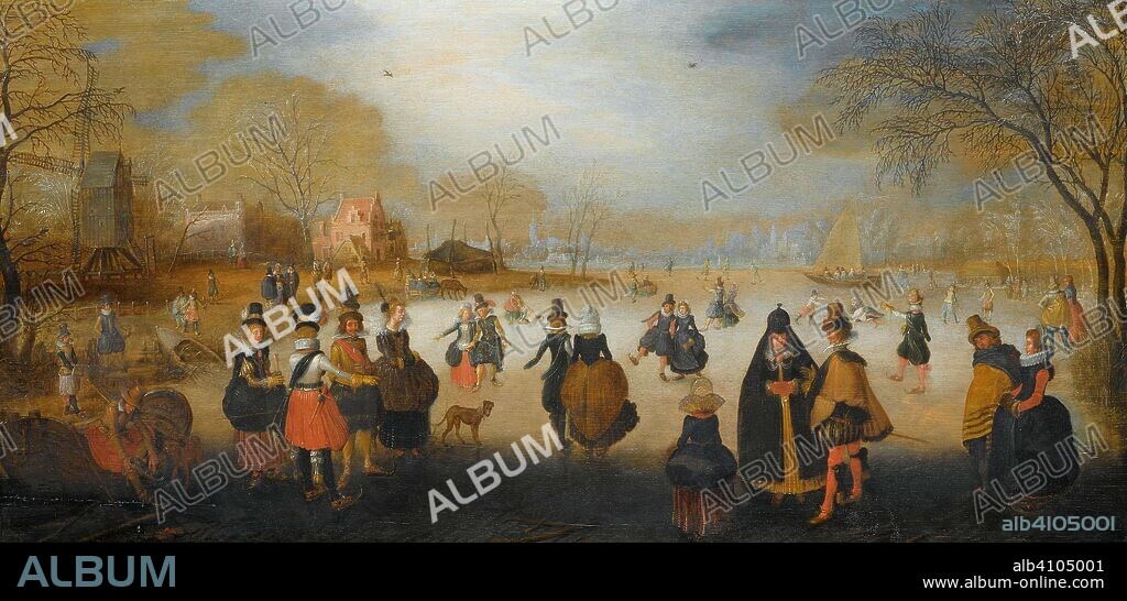 ADAM VAN BREEN (MENTIONED ON OBJECT). Winter Landscape with Skaters. Dating: c. 1615 - c. 1620. Measurements: support: h 55.1 cm × w 111.7 cm; d 4.5 cm.