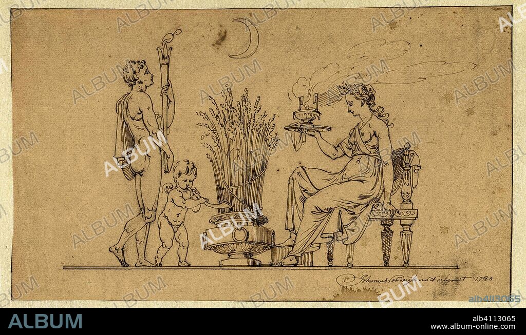 Ceres, a naked man and a putto. Draughtsman: Johannes van Dregt. Dating: 1780. Measurements: h 167 mm × w 281 mm.