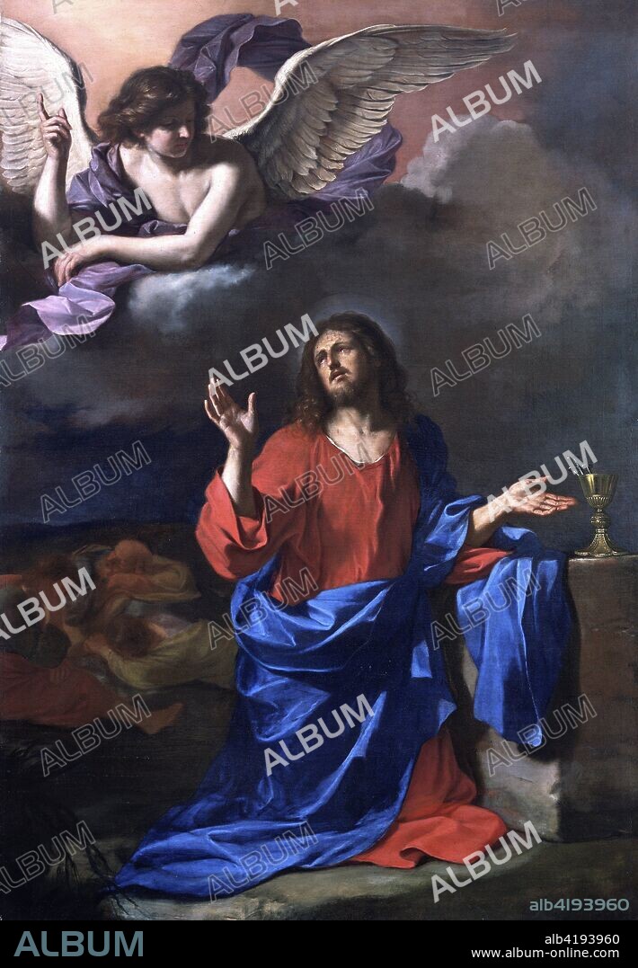 The Agony in the Garden,  c1620-1660. Christ is praying in the Garden of Gethsemane before his arrest - a chalice containing the three nails of the Crucifixion, links Christ's passion with the Mass.