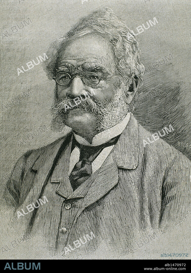 SIEMENS, Werner Von (Lenthe, 1816-Charlottenburg, 1892). Ingeniero alemán. Fundó en 1846, junto a Jorge Halske la firma "Siemens y Halske". Inventor de las minas marítimas eléctricas y del aislamiento eléctrico con guta percha. En 1866 construyó la primera dinamo eléctrica y en 1869 el primer ferrocarril eléctrico. Grabado del siglo XIX.