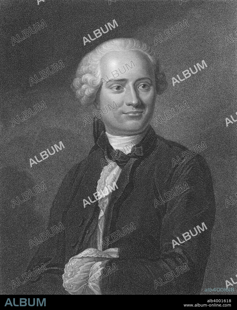 Jean le Rond d'Alembert, 18th century French philosopher and mathematician, 1834. D'Alembert (1717-1783) collaborated with Denis Diderot (1713-1784) on the Encyclopedie of which he was scientific editor until 1758 and for which he wrote the Discours Preliminaire declaring the philosophy of the French Enlightenment. From The Gallery of Portraits. (London, 1834).
