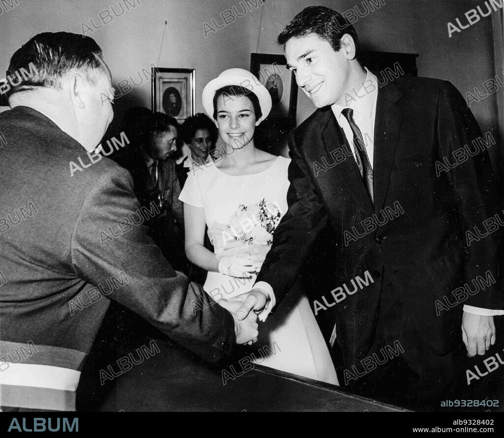 Robert Hossein and Caroline Eliacheff, Wedding, 1962.