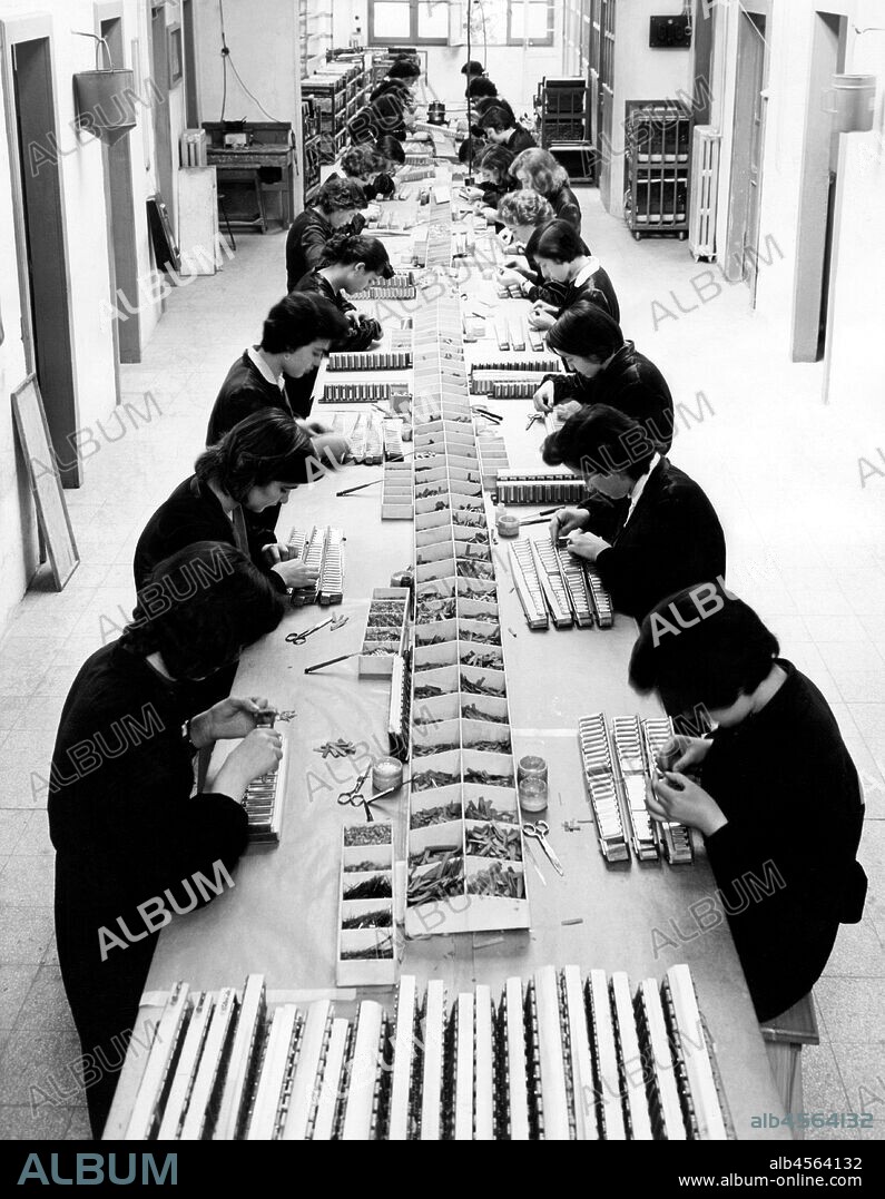 Accordion factory. castelfidardo. marche. Italy 1965.
