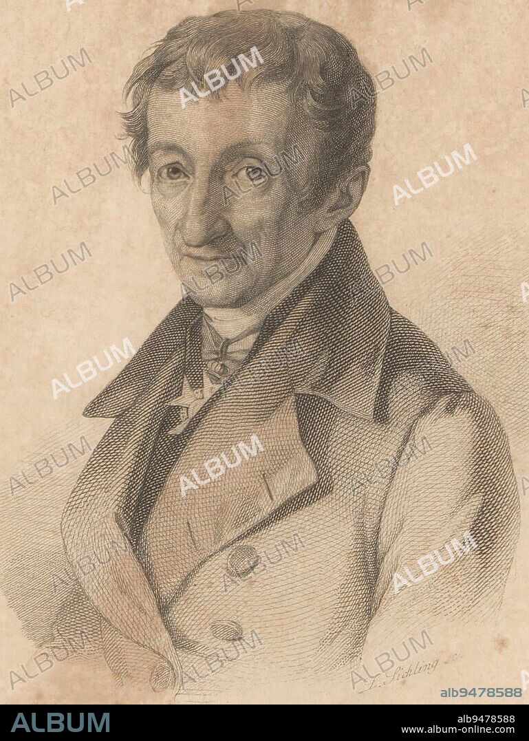 Portrait of Karl Gottlieb Bretschneider, Lazarus Gottlieb Sichling, 1822 - 1863, print maker: Lazarus Gottlieb Sichling, (mentioned on object), 1822 - 1863, paper, steel engraving, h 192 mm - w 133 mm.