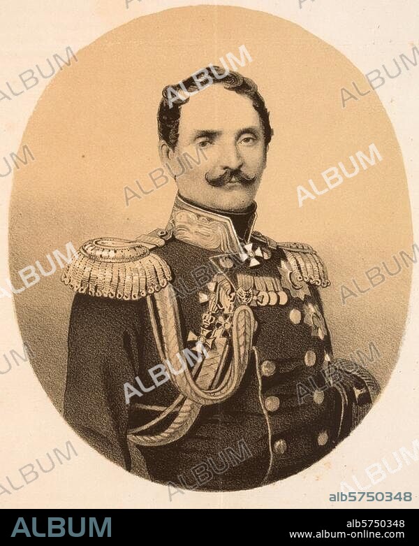 Berg, Feodor Feodorowitsch (eigentl. Friedrich Wilhelm Rembert), Graf von. russischer Feldmarschall; Schloß Sagnitz in Livland 26.5.1790 - Petersburg 18.1.1874. Porträt. Kreidelithographie, 1856, nach Zeichnung von Wilhelm Georg Timm (1820-95). Aus:. Russkij Chudoshestwenny Listok, 1856, Nr. 21. Berlin, Sammlung Archiv für Kunst und Geschichte.