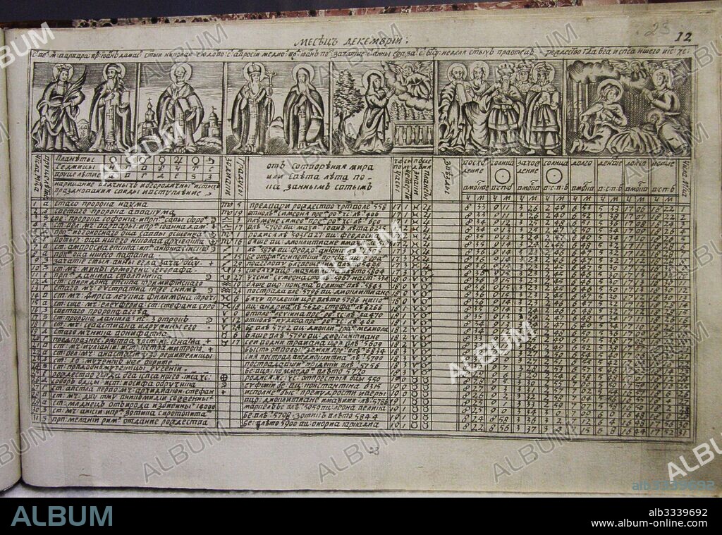 HISTORIC OBJECT. Calendar of Jacob Daniel Bruce.