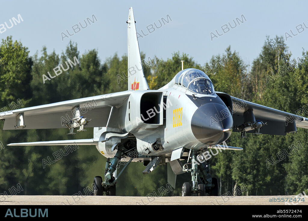 A People's Liberation Army Air Force (PLAAF) Xian JH-7A fighter-bomber plane during the contest Aviadarts 2018 (International Army Games) at Ryazan, Dyagilevo airport.
