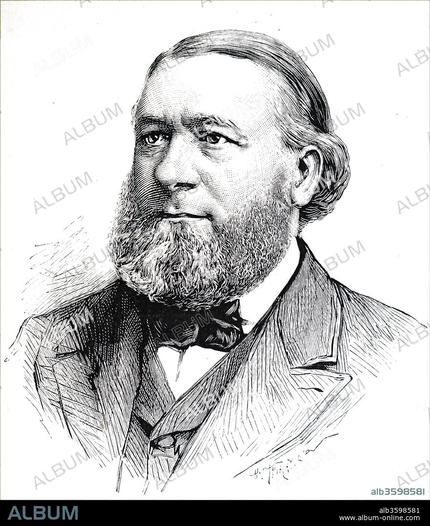 Portrait of Niklaus Riggenbach (1817-1899) the inventor of the Riggenbach rack system and the counter-pressure brake. Dated 19th century.