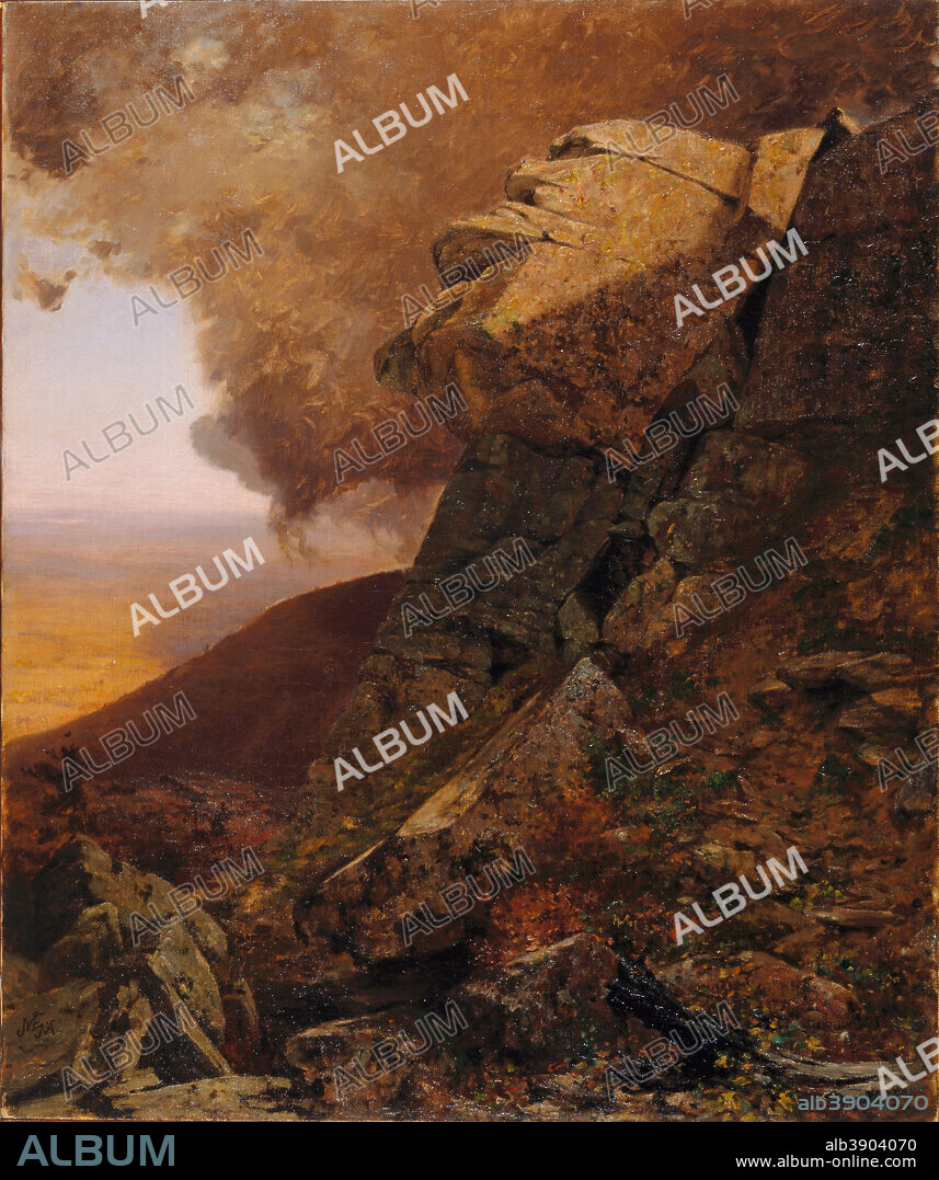 JERVIS MCENTEE. A Cliff in the Katskills. Date/Period: Ca. 1885. Painting. Oil on canvas.