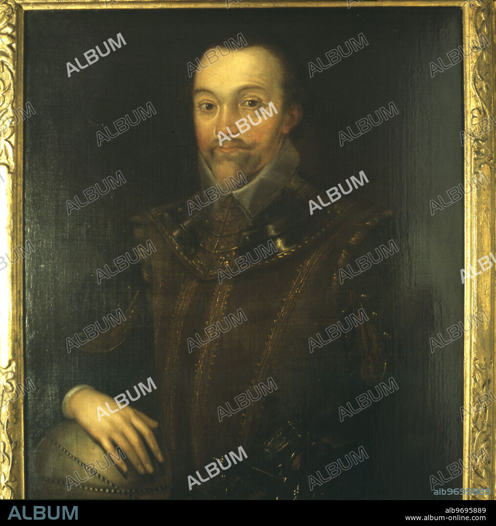 Sir Francis Drake Born 1540 - 27 January 1595 : Portrait of the Elizabethan sailor and navigator , and the first Englishman to circumnavigate the globe.