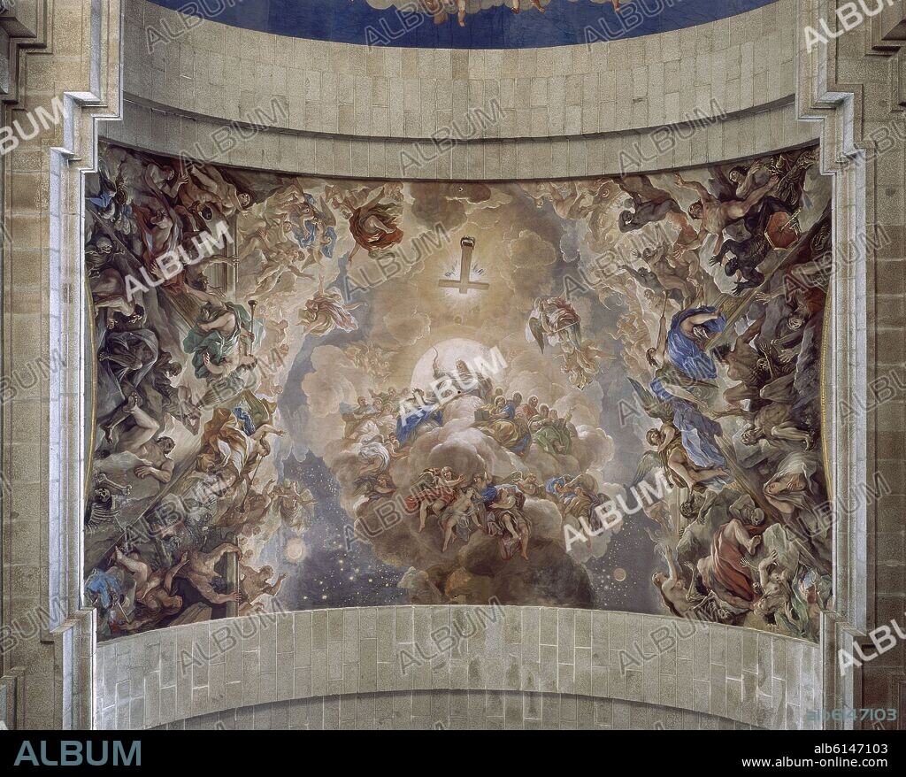 LUCA GIORDANO. FRESCOS-IGLESIA-BOVEDA NAVE JUNTO AL CORO-JUICIO FINAL.