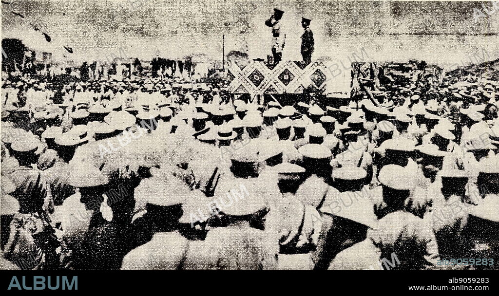 The National Revolutionary Army hold the Northern Expedition oath ceremony. The Northern Expedition was a military campaign launched by the National Revolutionary Army of the Kuomintang against the Beiyang government and other regional warlords.
