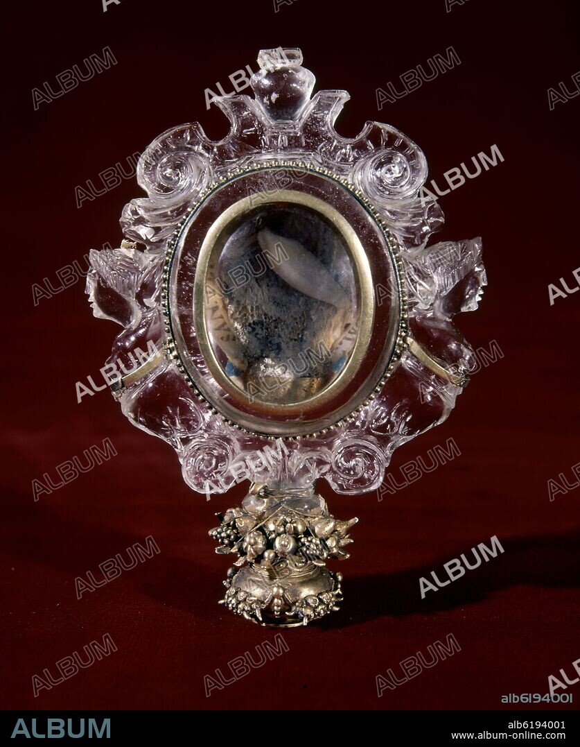 RELICARIO CRISTAL ROCA CON RELIQUIA DE STO.