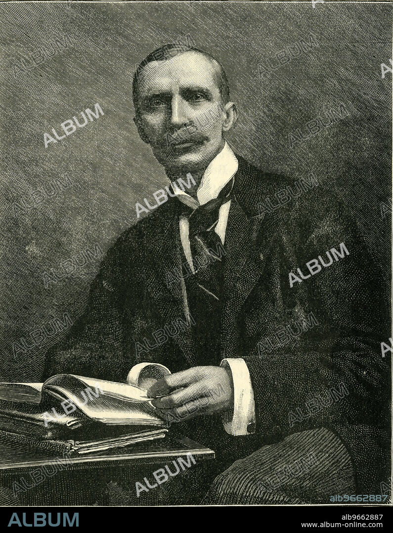 'Sir George Goldie', c1900. Portrait of George Taubman Goldie, British colonial administrator, Governor of the Royal Niger Company and President of the Royal Geographical Society. Engraving after a photograph by Elliott & Fry. From "Cassell's History of England, Vol. IX". [Cassell and Company, Limited, London, Paris, New York & Melbourne].