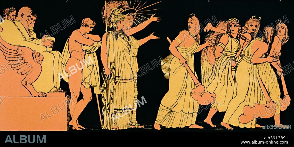 'The Furies Departing', 1880.  Furies Departing from Athena, Apollo and Oreste. From Stories from the Greek Tragedies by the Rev. Alfred J. Church, M.A. [Seeley, Jackson, & Halliday, London, 1880].