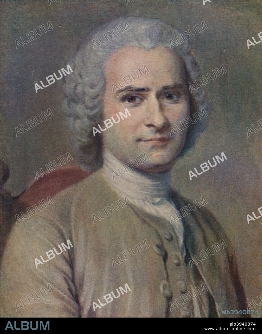 'Jean Jacques Rousseau', 1753. Jean-Jacques Rousseau (1712-1778), philosopher, writer, and composer. Rousseau was a great influence during the enlightenment and became a key figure in the political philosophy of the French Revolution. Held at the Musée d'Art et d'Histoire, Geneva. From The French Pastellists of the Eighteenth Century by Haldane MacFall. [MacMillan and Co., Limited, London, 1909].