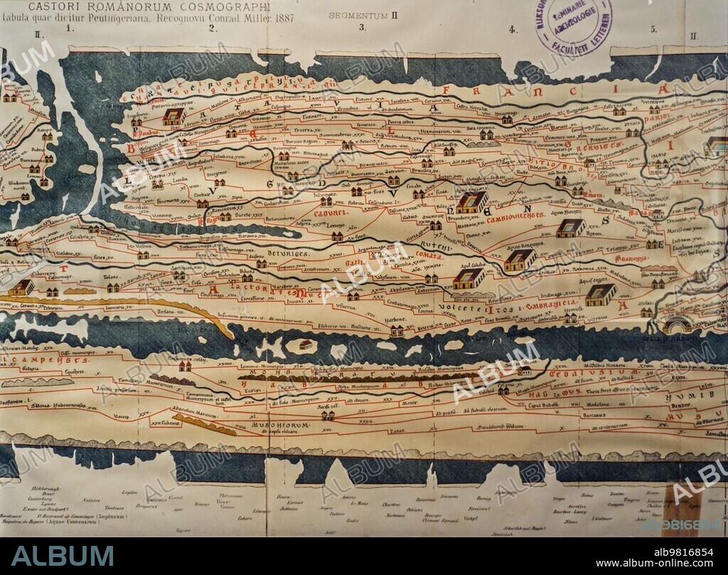 Tabula Peutingeriana, Peutinger Map, Peutinger's Tabula, Peutinger Table, illustrated itinerarium, ancient Roman road map