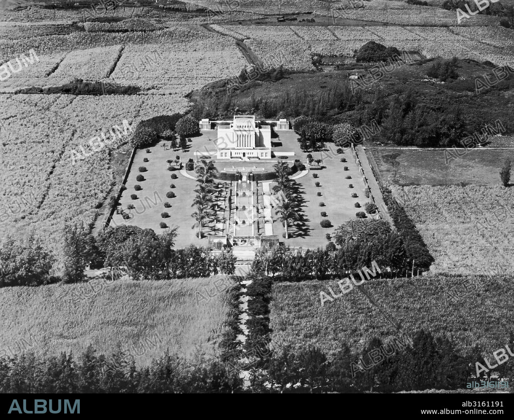 Laie, Hawaii: October 2, 1930 The Mormon Temple at Laie on Oahu. It is the fifth oldest in the world, and the first LDS temple to built outside the continental United States. It was dedicated in 1919.