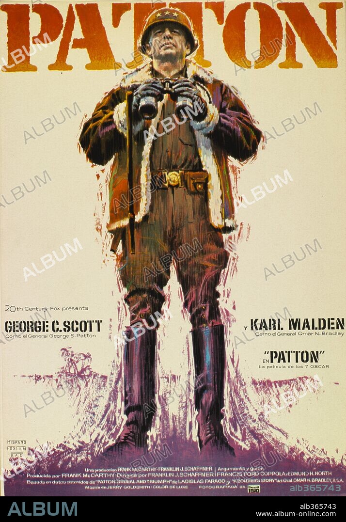 Poster of PATTON, 1970, directed by FRANKLIN J. SCHAFFNER. Copyright 20TH CENTURY FOX.