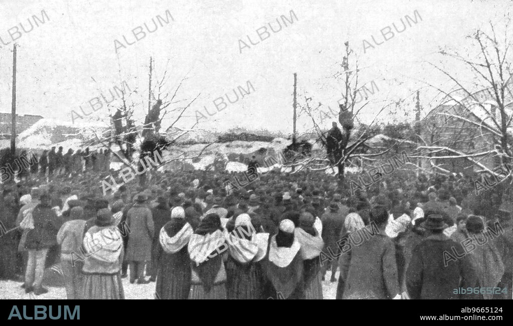 'La Nouvelle Europe; La propagande en Hongrie; la parole communiste prechee en plein air, dans la neige, aux populations des campagnes',1919. From "L'Album de la Guerre 1914-1919, Volume 2" [L'Illustration, Paris, 1924].