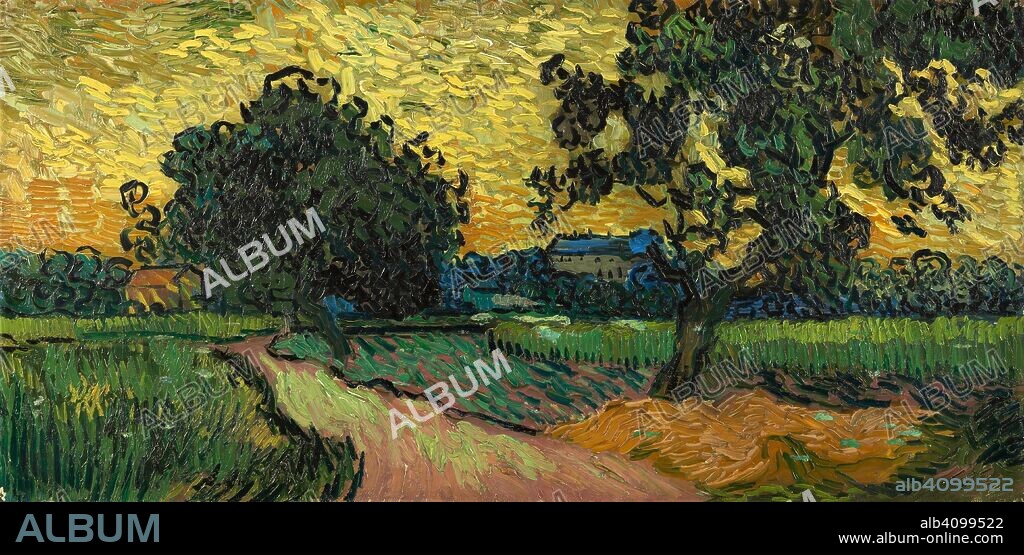 VINCENT VAN GOGH. Landscape at Twilight. Date: June 1890, Auvers-sur-Oise. Dimensions: 50.2 cm x 101 cm, 70 cm x 121 cm.