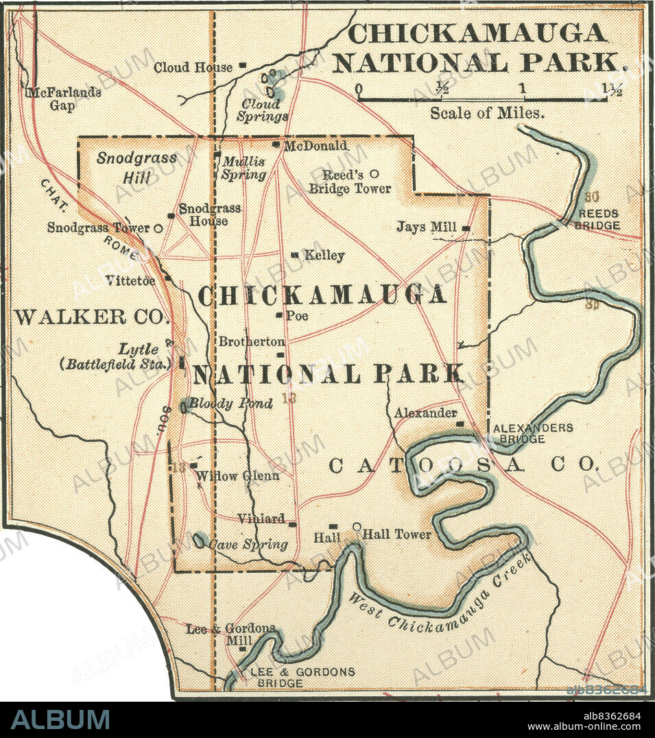 Map of Chickamauga National Park.