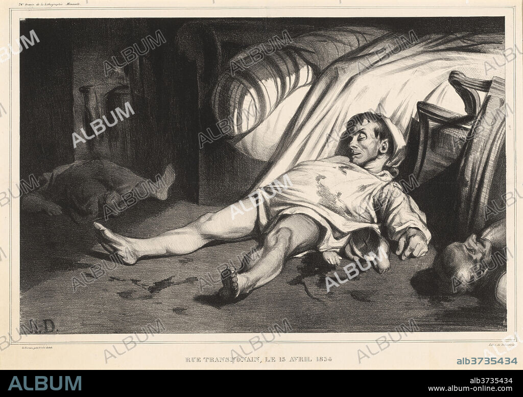 HONORé DAUMIER. Rue Transnonain, le 15 avril 1834. Dated: 1834. Medium: lithograph.