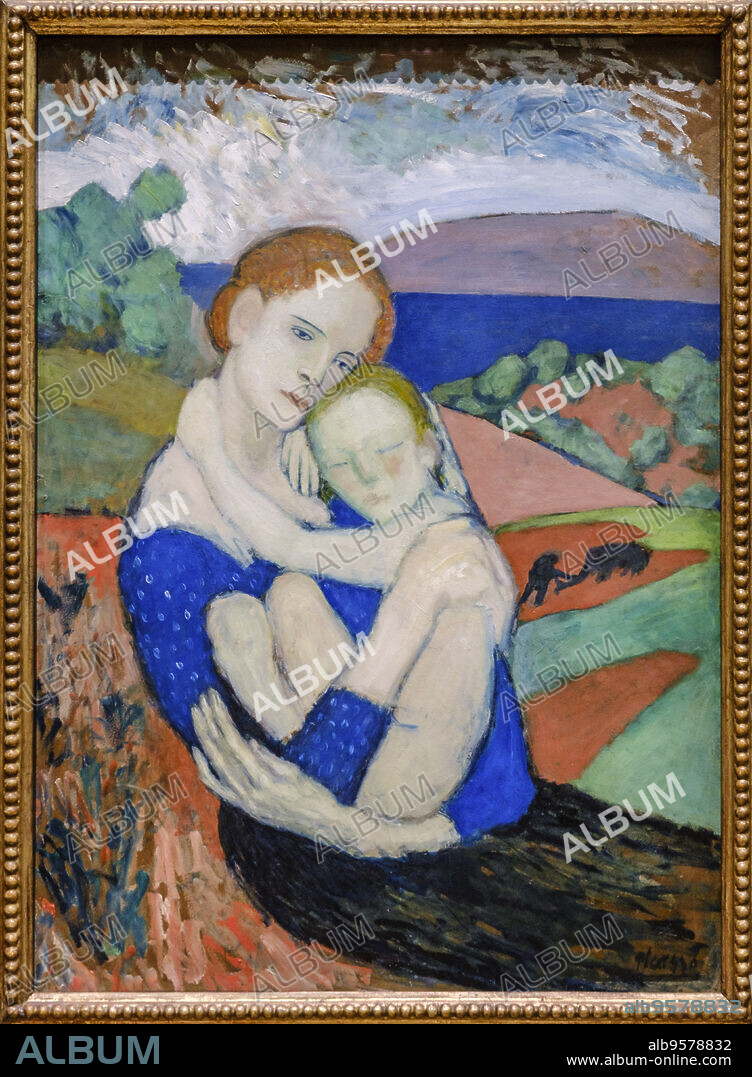 Pablo Picasso, motherhood, Oil on fiberboard, 1901, (La Maternité), National Gallery, London, England, Great Britain.