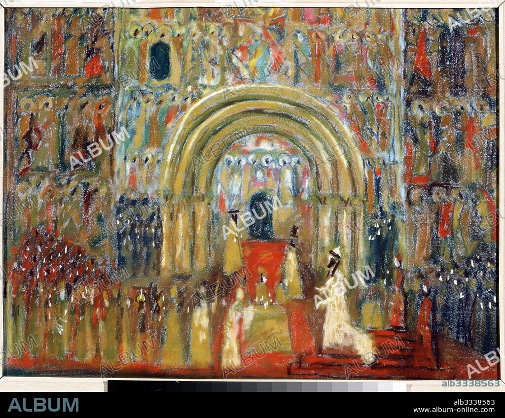 SERGEY MIKHAYLOVICH BARKHIN. Coronation. Stage design for the opera Boris Godunov by M. Musorgsky.