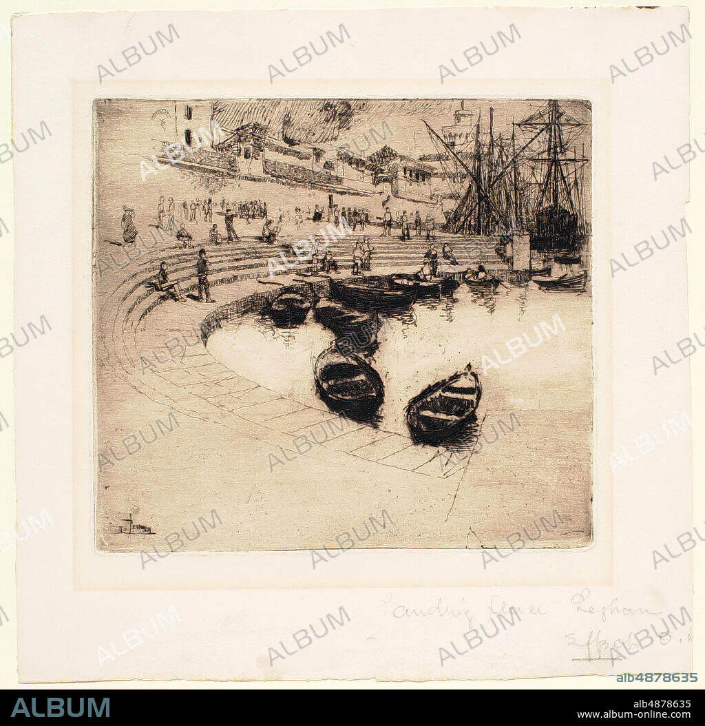 Joseph Pennell, American, 18571926, Landing Place, Leghorn, 1883, Etching on paper, image: 6 11/16 x 7 1/2 in. (17 x 19 cm).