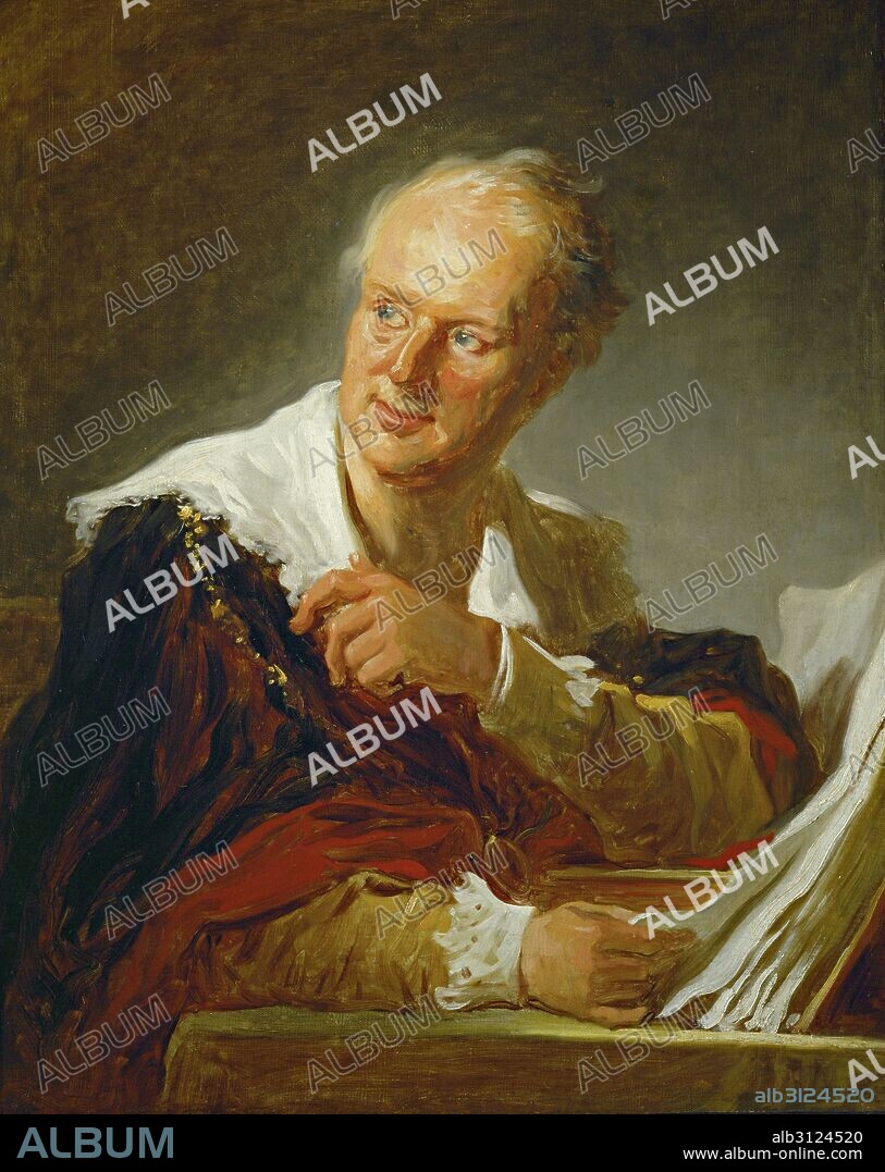JEAN-HONORE FRAGONARD. Retrato de Denis Diderot.