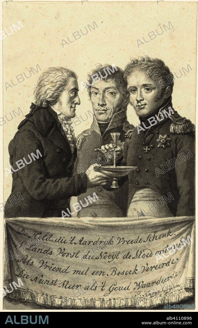 AJ Brentano offers tsar Alexander I a drink. Draughtsman: Jan Kamphuijsen. Dating: 1814 - 1841. Measurements: h 173 mm × w 109 mm.