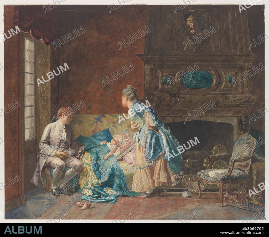 The First Babe. Artist: Jean-Georges Vibert (French, Paris 1840-1902 Paris). Dimensions: Overall: 14 1/8 x 17 1/2 in. (35.9 x 44.5 cm). Date: 1872.