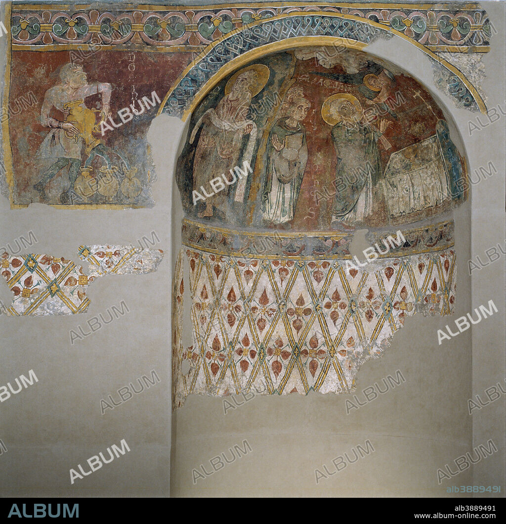 UNKNOWN. Northern side apse from Sant Esteve d'Andorra. Date/Period: Ca. 1200-1210. Mural painting. Fresco transferred to canvas. Height: 34,000 mm (37.18 yd); Width: 18,000 mm (19.68 yd).