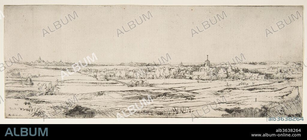 Panorama near Bloemendael Showing the Saxenburg Estate. Artist: Rembrandt (Rembrandt van Rijn) (Dutch, Leiden 1606-1669 Amsterdam). Dimensions: image: 4 3/4 x 12 9/16 in. (12.1 x 31.9 cm)
mount: 14 1/4 x 19 1/4 in. (36.2 x 48.9 cm). Date: 1651.