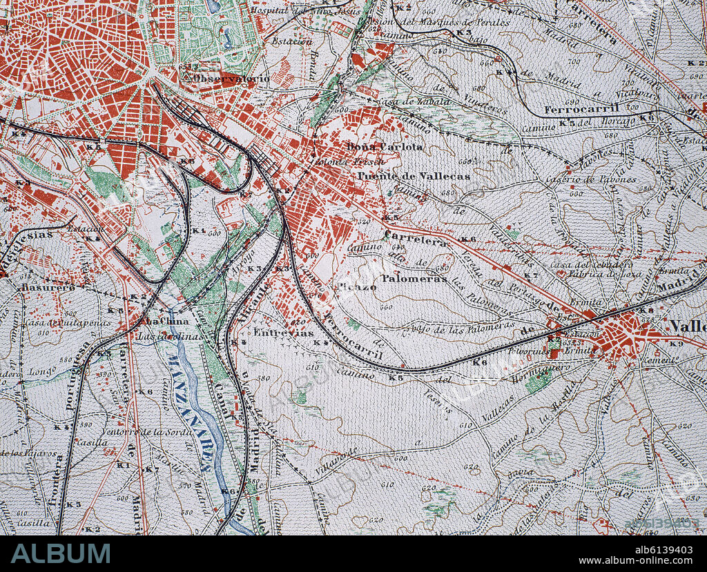 MAPA DE MADRID Y ALREDEDORES EN 1932-DET ZONA ENTREVIAS Y VALLECAS(CONJ Nº 71514).