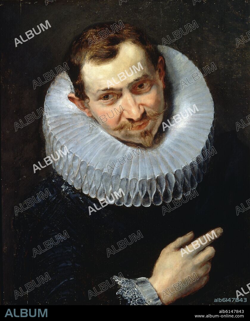 PETER PAUL RUBENS. RETRATO DE JAN WILDENS (1596-1653) PINTOR BARROCO FLAMENCO AYUDANTE DE RUBENS - SIGLO XVII - TABLA - 58,5X48 CM - BARROCO FLAMENCO.
