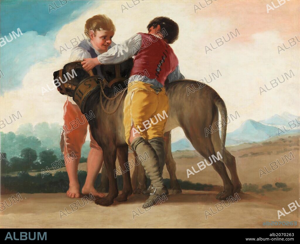 Francisco de Goya y Lucientes / 'Niños con perros de presa', 1786, Escuela Española, Óleo sobre Lienzo, 112 cm x 145 cm, P02524.