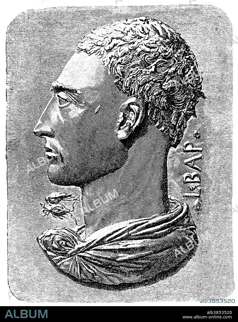 Historical print from the 19th century, portrait of Leon Battista Alberti, 1404 - 1472, an Italian humanist, writer, mathematician and architect of the Renaissance
