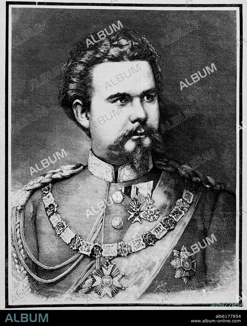RETRATO DE LUIS II DE BAVIERA - S XIX.