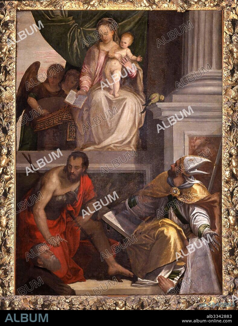 PAOLO VERONESE. Madonna Enthroned with Child, St John the Baptist, St Louis of Toulouse and Donors.