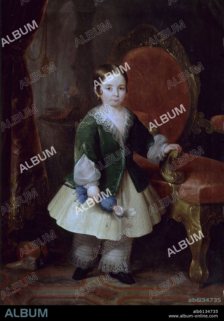 ANTONIO MARIA ESQUIVEL. 'Portrait of Isabel de Tejada y de la Pezuela', 1851, Oil on canvas, 126 x 92 cm.