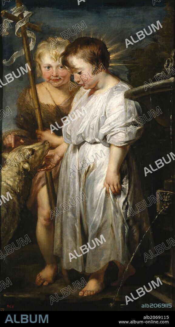 PETER PAUL RUBENS y ANTON VAN DYCK. Antonio van Dyck; Pedro Pablo Rubens / 'Jesús con San Juanito y el Cordero', 1618-1620, Escuela Flamenca, Óleo sobre Tabla, 131 cm x 75 cm, P01545.